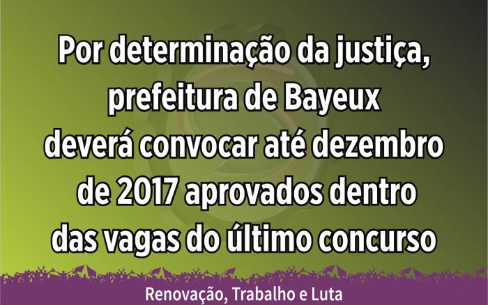 Por determinação da justiça, prefeitura de Bayeux deverá convocar até dezembro de 2017 aprovados dentro das vagas do último concurso 